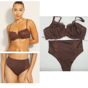 Soma Balconette Bra Thong Panty With Lace